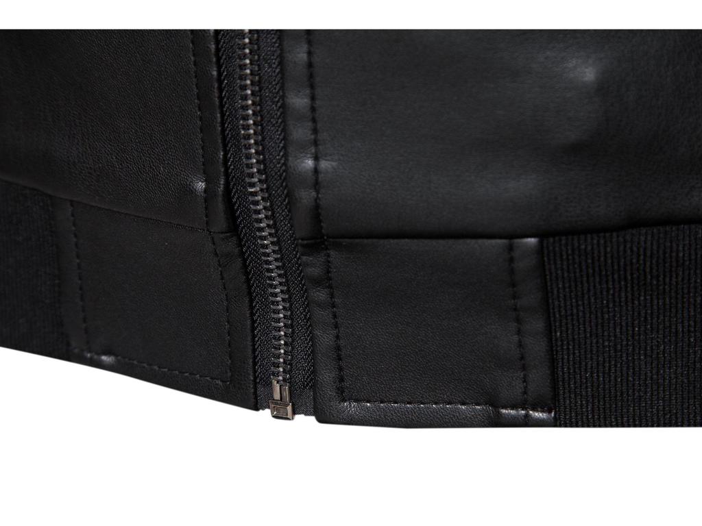 Men's PU Leather Jacket with Stand Collar - Korean Style for Autumn/Winter Casual Wear