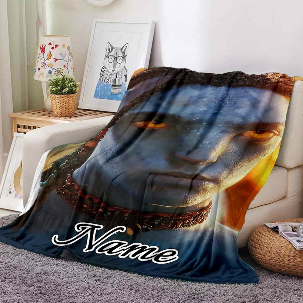 Custom Name Avatar Blue Beauty Party Blanket For Couch Bed Plush Cozy Fuzzy Blanket Super Soft Warm Blankets For Fall And Winter 0916282