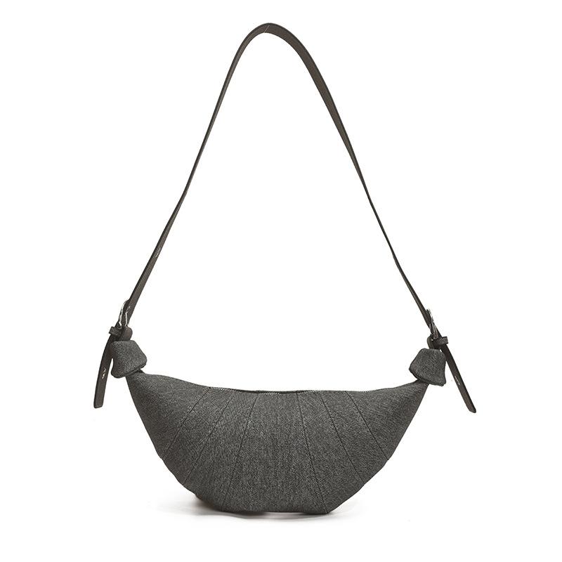 Retro washed denim versatile croissant bag new bag women's large-capacity shoulder messenger bag