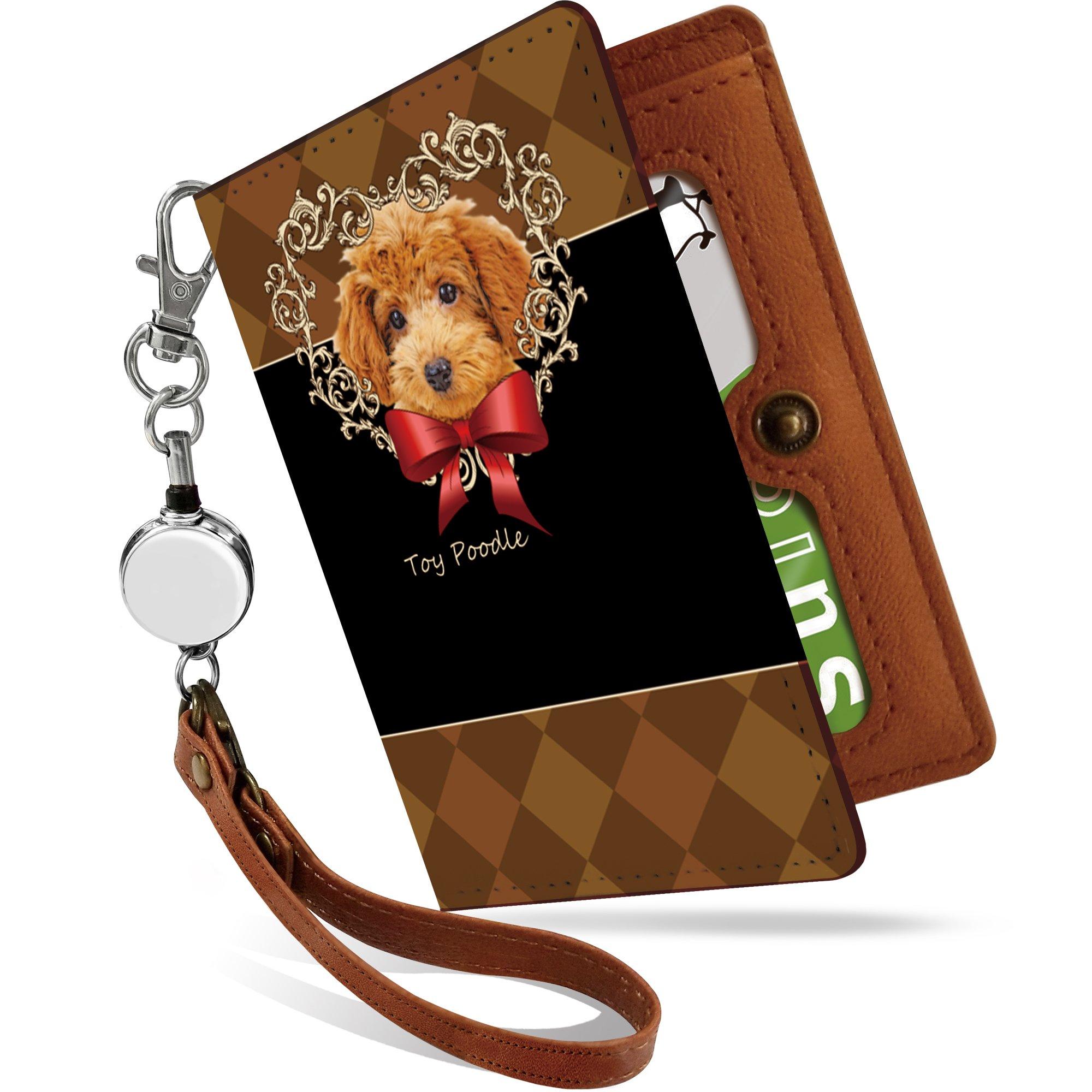 Pretimo Кошелек-визитница с принтом собаки двустворчатый с вытяжным шнуром прозрачный женский с животным принтом коричневый Той-пудель Ribbonps 5190₽