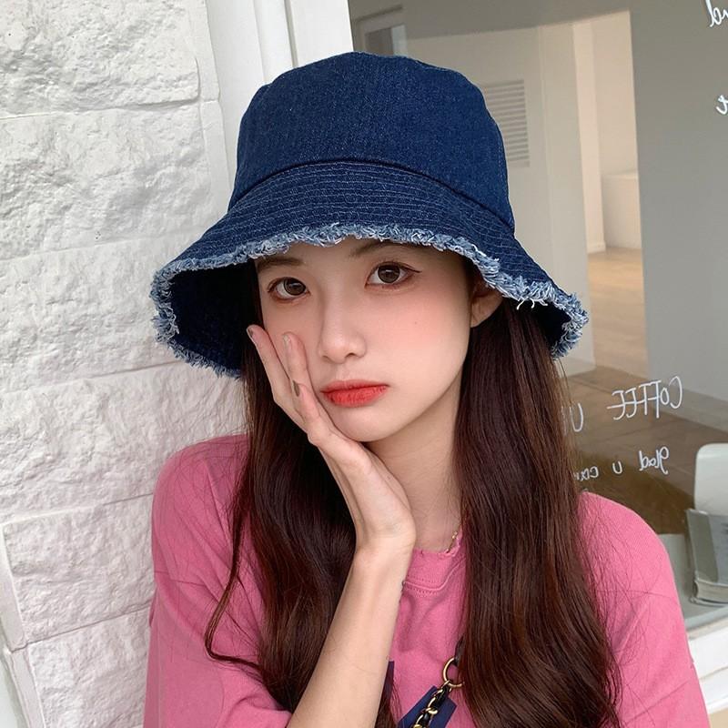 Denim Bucket Hat Women's Summer Sunshade UV Protection Sun Hat Ins Trend Hat 2025 New Big Brim