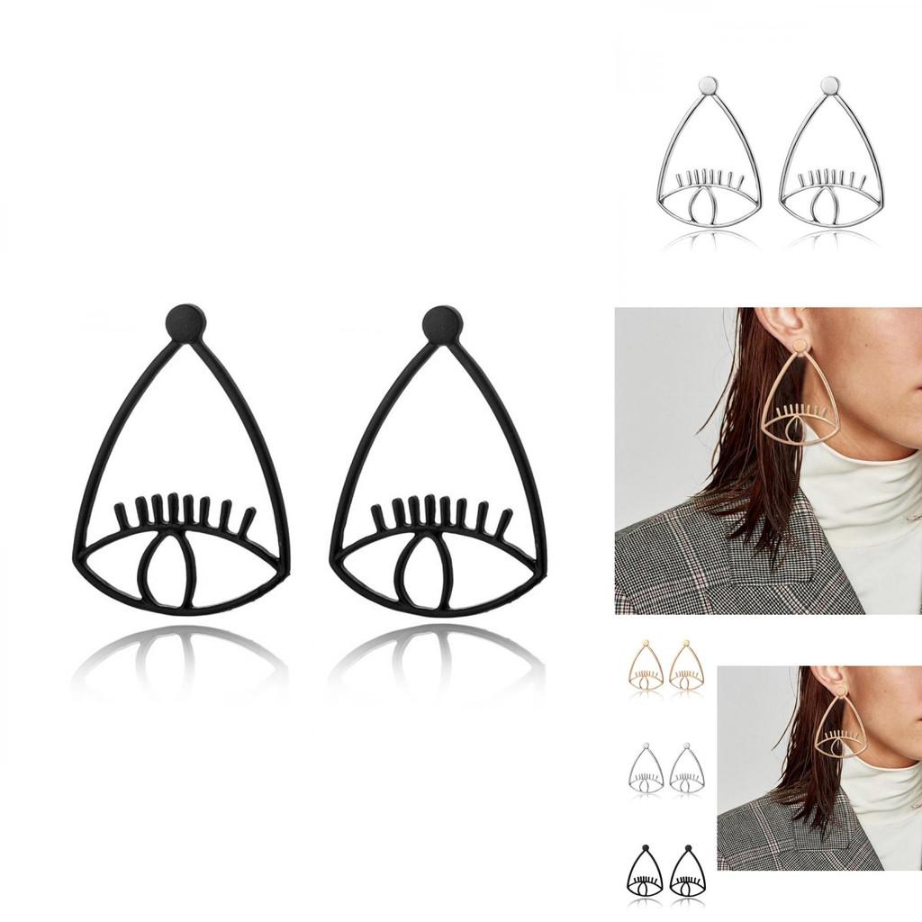 Trendy Eye-shaped Geometric Earrings Fashionable Alloy Jewelry For Women
