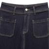 Womens High Waist Wide Leg Jeans Street Style Pocket Denim Pants