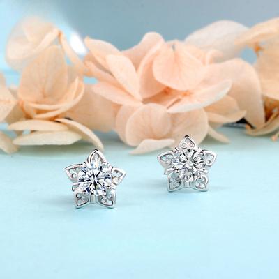 Jewelry Five-pointed Star Diamond Stud Earrings Silver Needle Korean Style Earbone Stud Ins