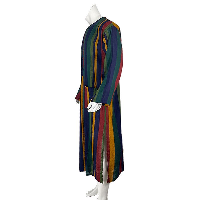 2026 Autumn Men's Striped Exotic Long-Sleeve Shirt-Robe