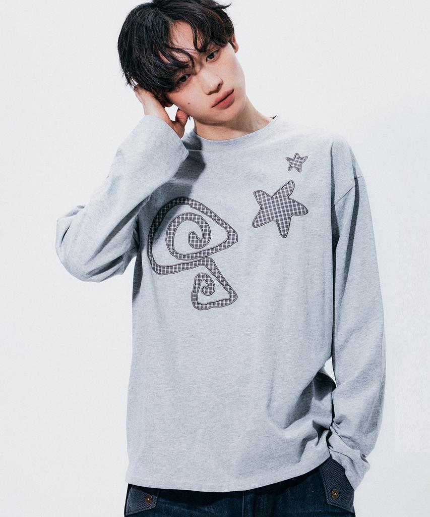 SOMEPLACE MAN Multi Basic Applique Graphic Long Sleeve Oversized Long-Sleeve T-Shirt_3 Colors