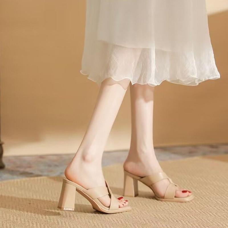 Fashion High Heel Sandal for Women Shoes Lady 2025 Suit Female Beige All-Match Med Espadrilles Platform High-heeled New Black Retro