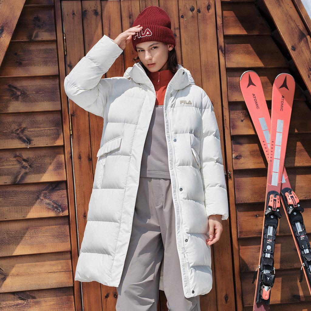 Fila Original RGB Colorful Fashion Simple Personality Retro Classic Versatile Casual Daily Comfortable Warm Long Hooded Down Jacket F11W549905F-WT
