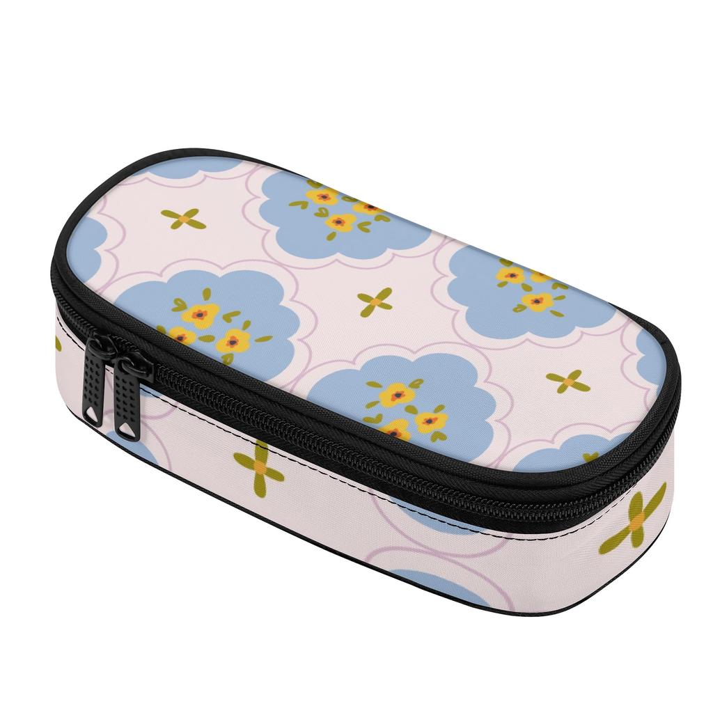 Pencil Bag Large Capacity Easy Open Zipper 300D Polyester with Main Pocket Mesh Layer and Removable Pen Divider for Students