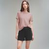 Women's Short Sleeve Round Neck Cotton-Spandex Yoga T-Shirt - Soft, Comfortable, Solid Color for Fitness & Casual Wear.