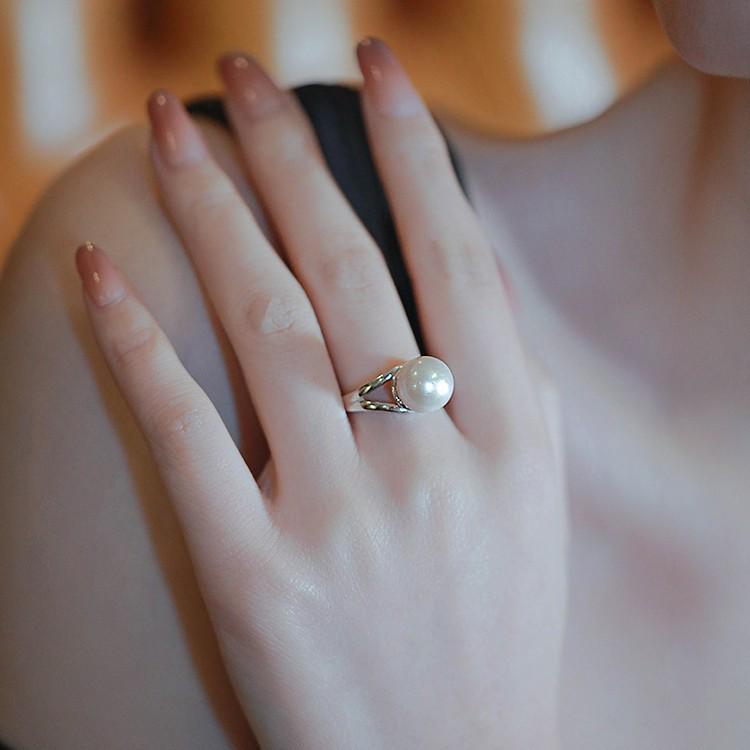 S925 Sterlingsilber Perlen Offener Verstellbarer Ring - Elegantes Nischen-Design für Damen für den Zeigefinger