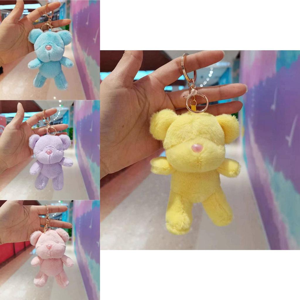 Creative Bear Keychain Plush Doll New Year Present Short Plush Stuffed With Cotton Pp
