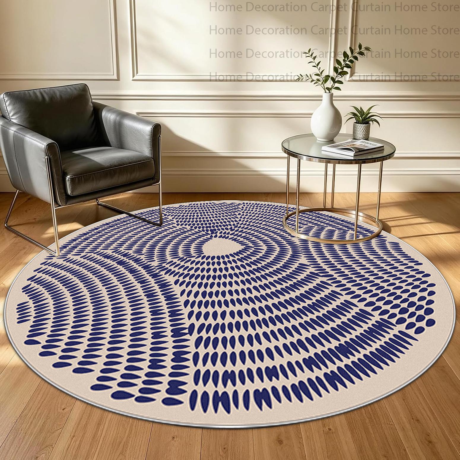 Zwart Witte Zebra Patroon Geometrische Ronde Tapijten Zacht Huisdecor Wasbaar Antislip Slaapkamer Tapijt voor Woonkamer Lounge Vloermat 1.9ft(60x60cm)