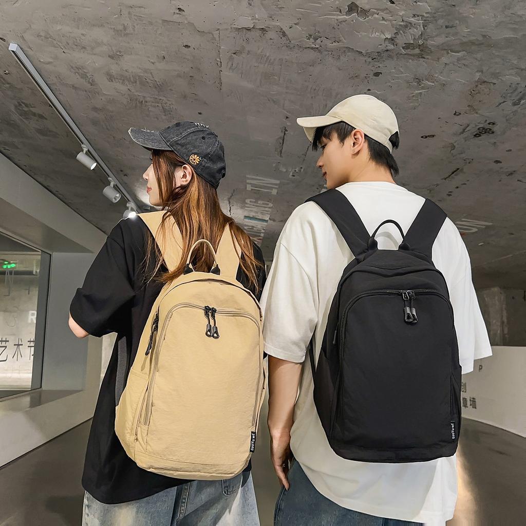 Schoolbag Hot Sale Washed Canvas Backpack Female Simple Large Capacity High School College Student School Bag Commuter Travel Backpack Male