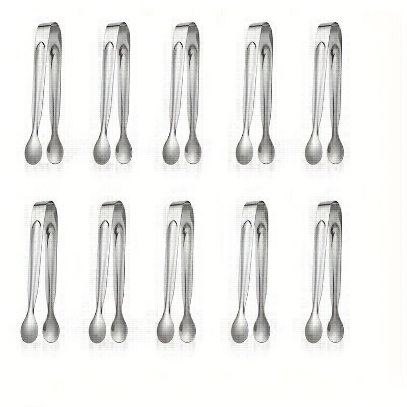 10pcs Stainless Steel Mini Tongs Set, Durable for Snacks, Cheese, Ice Bucket, Appetizers, Candy and Ice, Perfect for Buffet Bars and More