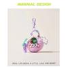 Car Keychain Women's High-end Sense Cute Plush Bag Pendant Backpack Schoolbag Pendant Small Gift Small Coal Ball Tide