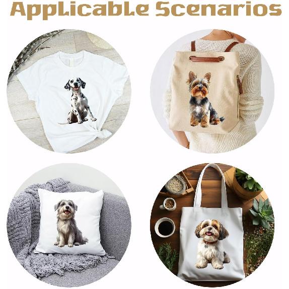 SUPERDANT 9pcs Puppy Dog Heat Transfer Stickers Cute Dog Iron On Transfers Iron On Patches Stickers Washable Heat Transfer Decals for T Shirts