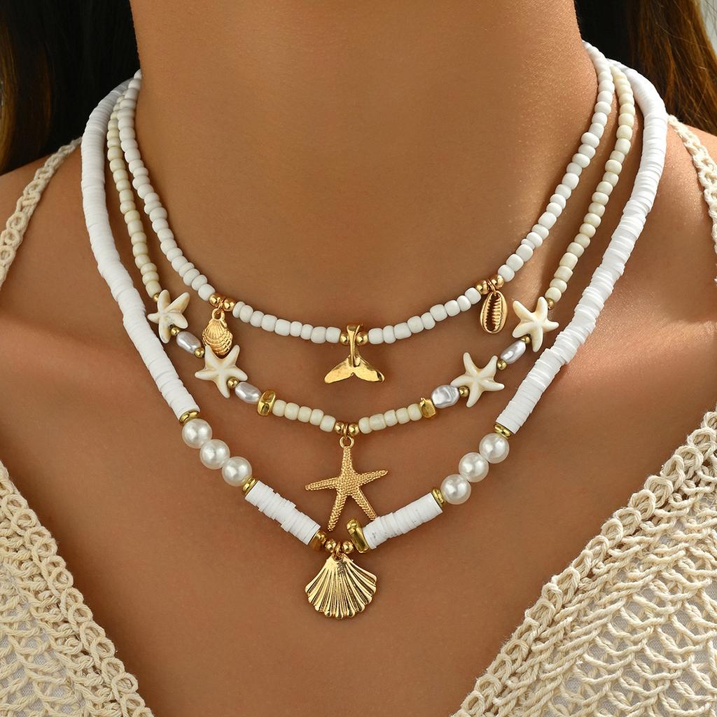 Summer European and American Bohemian Necklace Shell Jewelry Beach Vacation Shellfish Starfish Tail Pendant Clavicle Chain