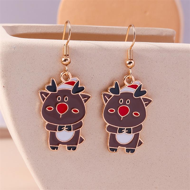 Fashion Merry Christmas Wreath Circle Hoop Earrings for Women Girls New  Party Festival Jewelry Gifts