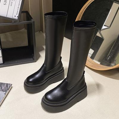 Fashion Ladies Elegant Boots Solid Color Outdoors 2024 Hot Sale New Autumn Winter Slip-On Wear Resistant Women Knee Length Shoes