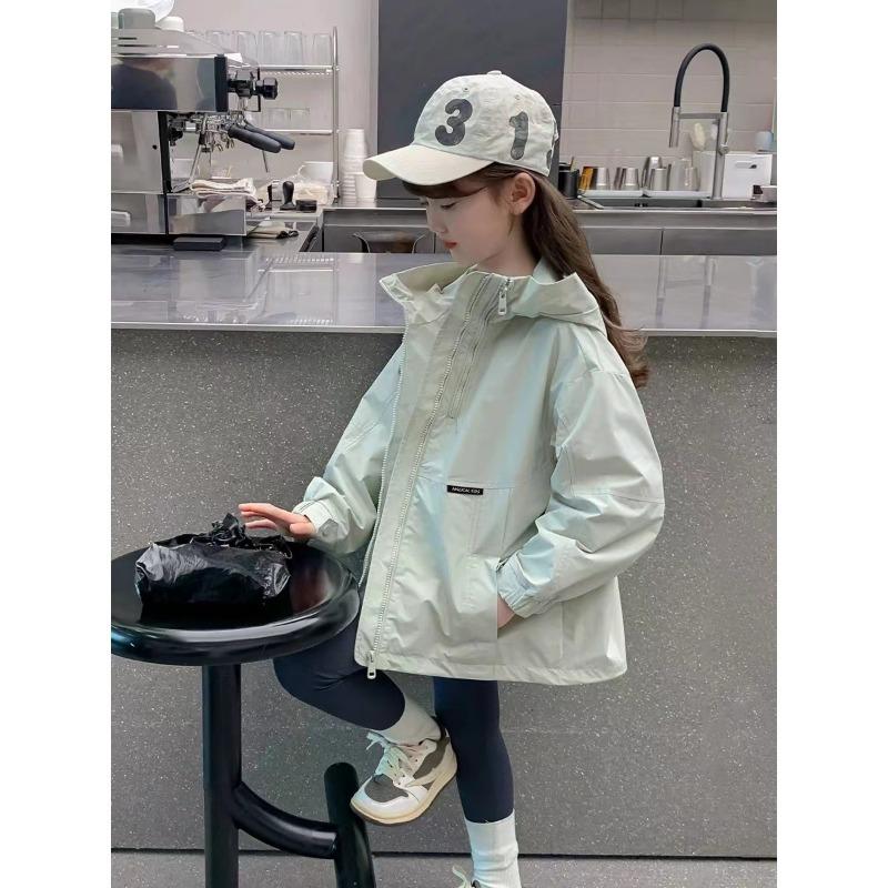 Girls Hooded Sports Windbreaker Jacket Kids Casual Outdoor Children Coat