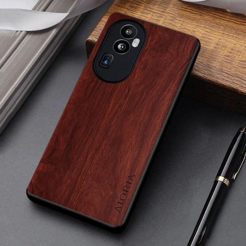 Case for Oppo Reno 10 Pro Plus Funda Wooden Bamboo Pattern PU Leather Cover for Oppo Reno10 Pro Case Coque