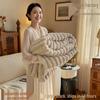 Nordic Striped Flannel Rabbit Fur Imitation Nap Blanket