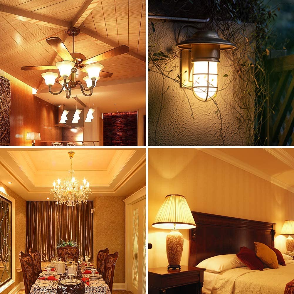 E12 LED-lampa, E12-sockel, 360lm, 4W motsvarande en 40W halogenlampa, steglös dimning, varmvit 3000k, full ljusspridning, hög ljusstyrka,