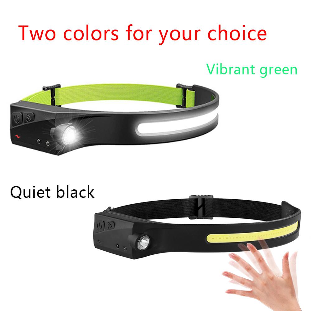 COB+XPE LED Sensor Headlight Built-in Battery USB Rechargeable Headlamp 5 Lighting Modes Bike Camping Light