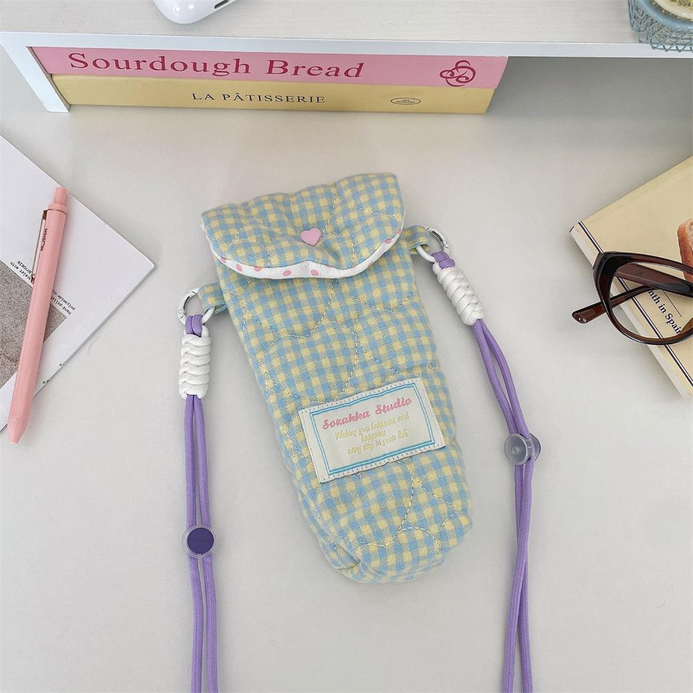 Ctrast Candy Color Female Crossbody Bag Plaid Polka Dot Women's Storage Bag Girls Letter Prints Lightweight Small Shoulder Bag