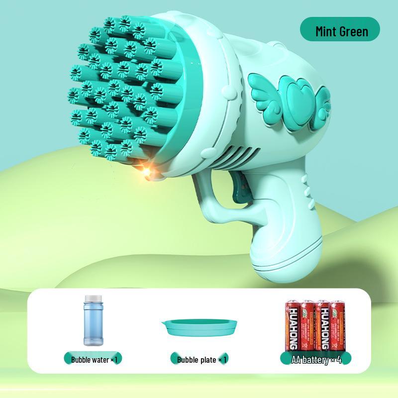 Cross 29-Hole Airplane Bubble Machine Kids' Toy - Multi-Hole Gatling Bubble Gun with Lights