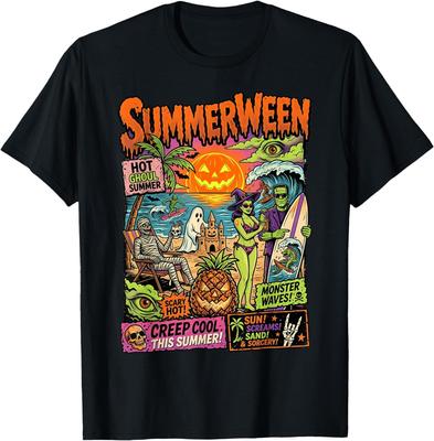 Summerween Hot Ghoul Summer Monster Waves Creep T-Shirt
