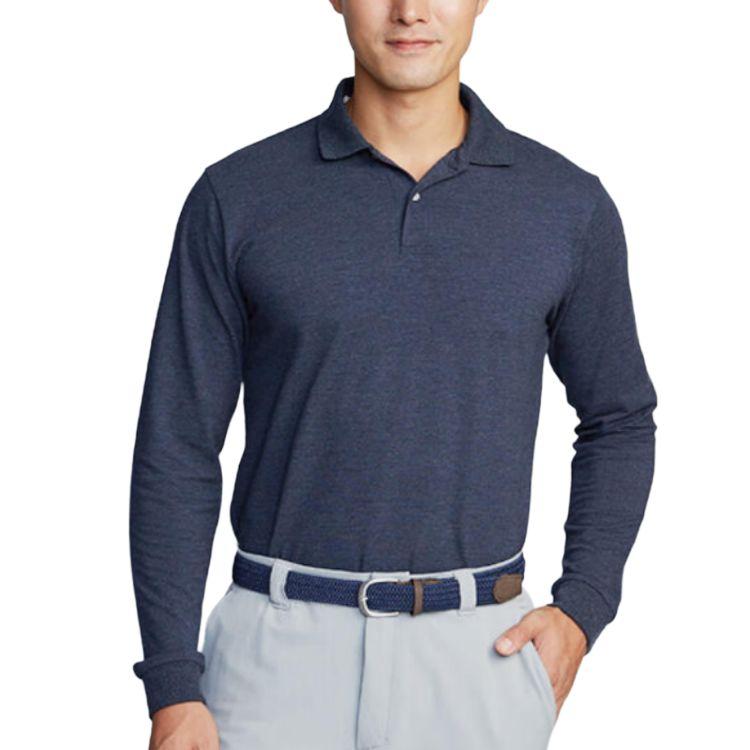

DECATHLON INESIS MW500 Golf Fall/Winter Collection Solid Color Sporty Casual Long Sleeve Polo Shirt Men s Blue Black L
