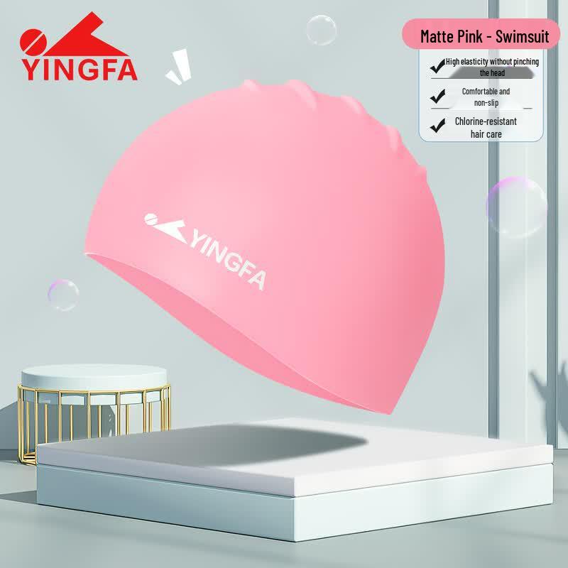 YINGFA Kids Long Hair Silicone Swim Cap