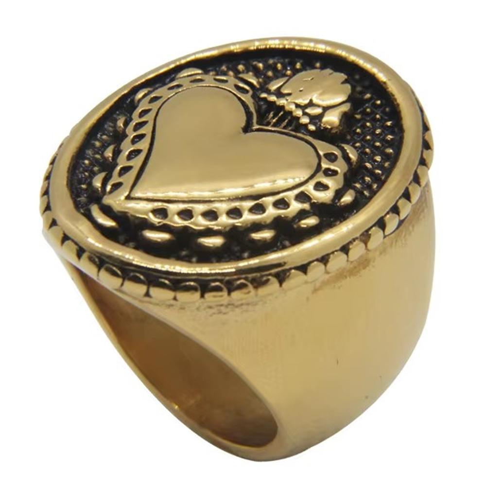 Drop Ship Size 7~13 Cool Golden Heart Crown Ring 316L Stainless Steel Jewelry Fashion Biker Ring