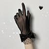 Women Black Summer Uv-Proof Driving Gloves Mesh Fishnet Gloves Lace Mittens Full Finger Girls Lace Fashion Gloves
