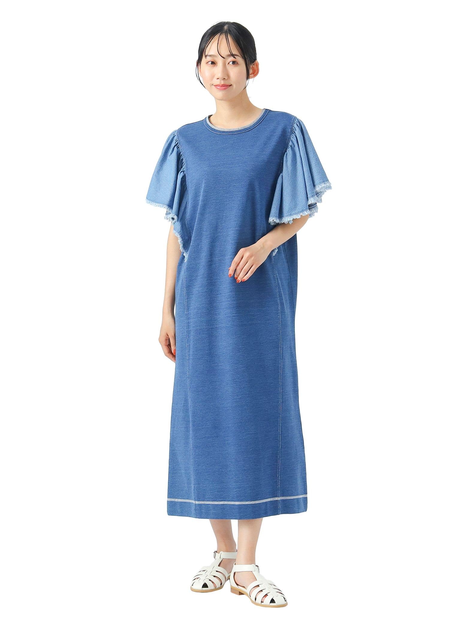 

Платье-клёш из денима Beams Heart с комбинированными материалами, женское, единый размер, синее, синий