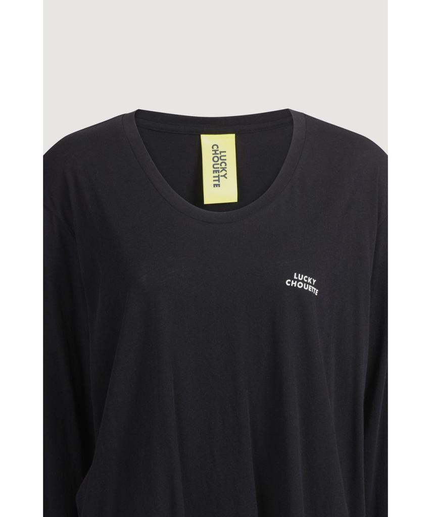 LUCKY CHOUETTE U Neck Loose Fit Long Sleeve T-Shirt (Black) Lftx25465Bkx