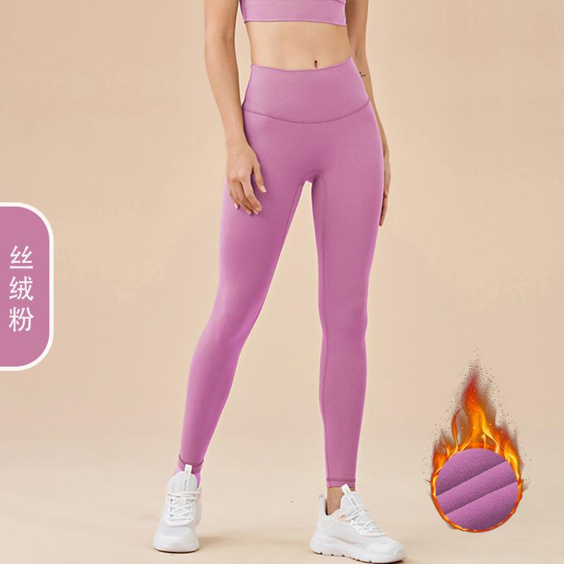 

Осень и зима нюдовый флис без смущения высокая талия анти-скатывающиеся брюки для йоги женские с эффектом лифтинга бедер утолщенный тонкий бархат спортивные фитнес-брюки XL