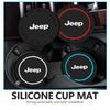 For Jeep 2Pcs PVC Silicone Car Coaster Water Cup Bottle Holder Mat Anti-slip Pad Coaster Cherokee Wrangler JK Gladiator Compass AJV1