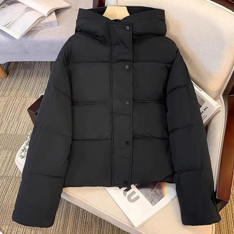 

Женские зимние толстые теплые парки с капюшоном, пуховики, свободные повседневные пальто, женская верхняя одежда XXS чёрный