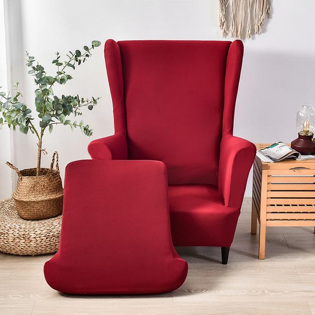 Ohrensessel Überwürfe 2 Stück / Set Dehnbares Lycra Ohrensessel Esszimmerstuhl Abdeckungen Sofa Möbel Überwurf Einfarbige Möbel Schutzhülle