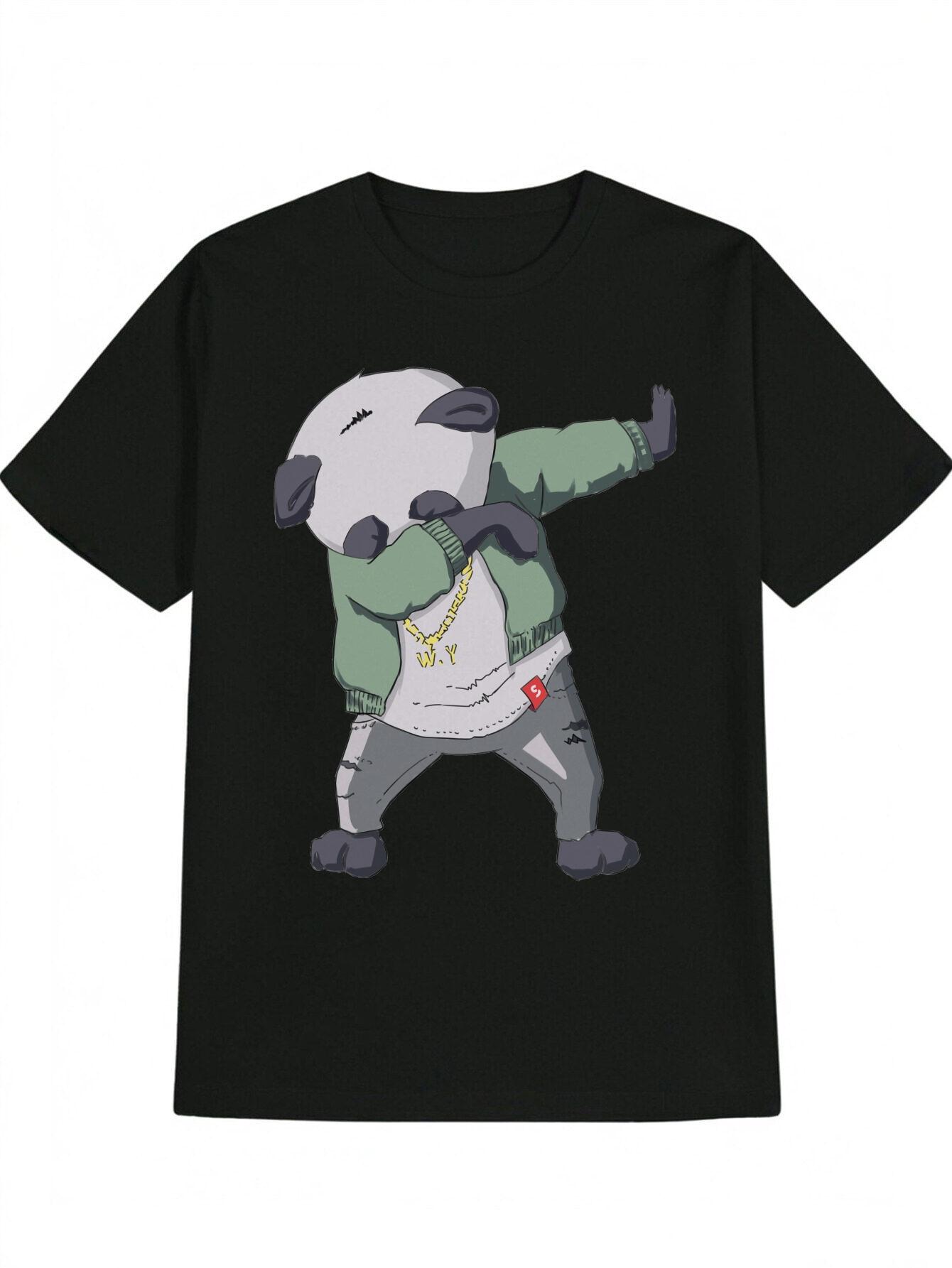 

Casual Panda Graphic T-shirt - Green Jacket Print S