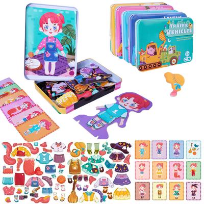 Baby Toys 3D Magnetic Puzzle Traffic Animal Travel Toys Dressing Up Jigsaw Games Early Education Imagination Toy Gifts For Girls