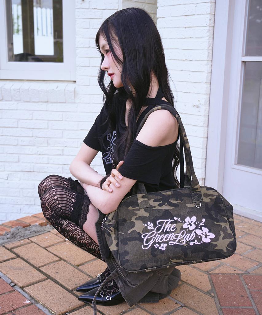 The Green Lab Camo Floral Square Shoulder Bag [Camo Khaki]
