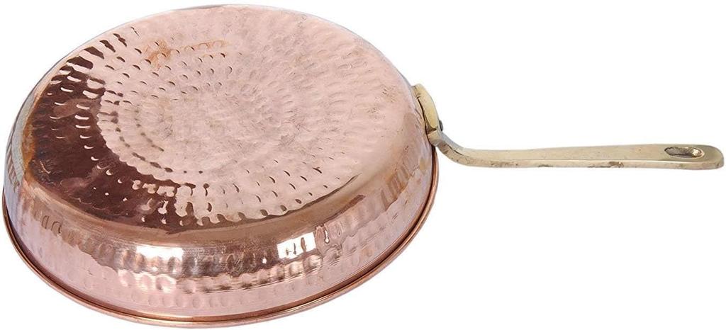 TreegoArt Pure Copper Frying Pan, Tadka Pan, Cooking, Serving Utensils, for Home and Hotel, Restaurant, Kitchenware, 350 ml