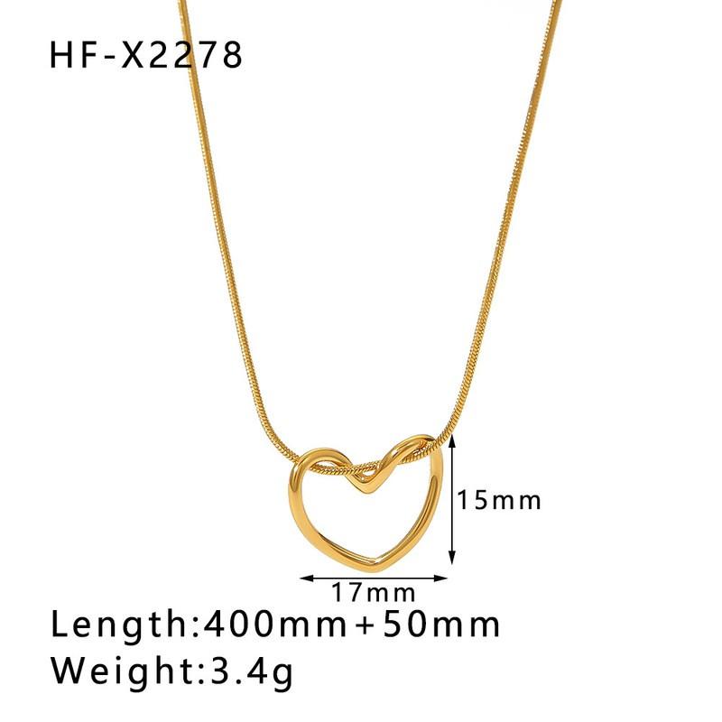 Minimalist Asymmetrical Heart Drop Pendant Necklace Women 18K Gold Plated Stainless Steel Chain Jewelry 18K Gold Plated