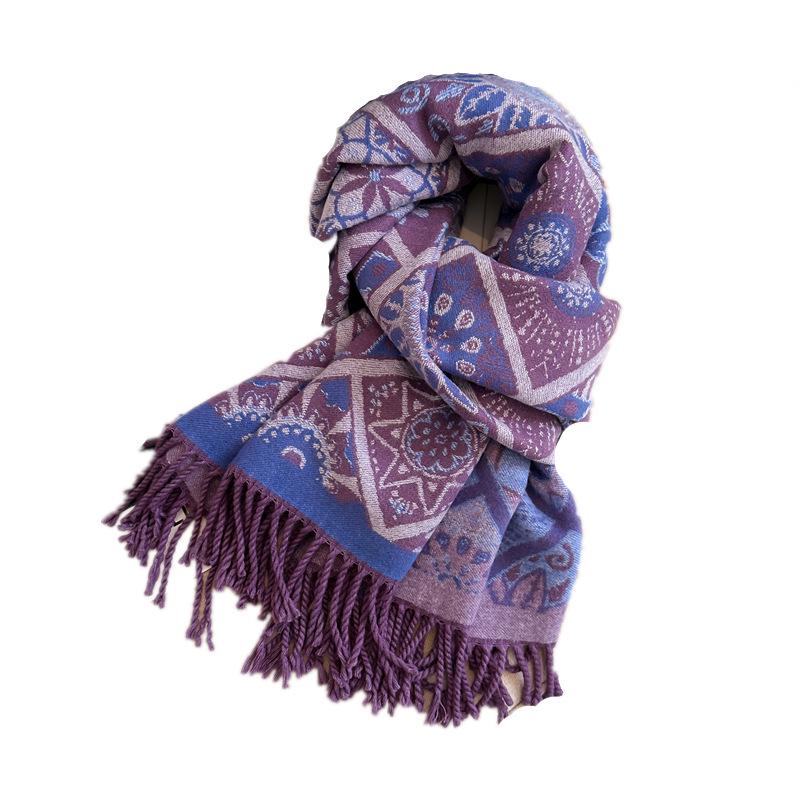 Women's Ethnic Bohemian Shawl: High-End, Thickened, Warm Jacquard Snood Scarf for Autumn and Winter