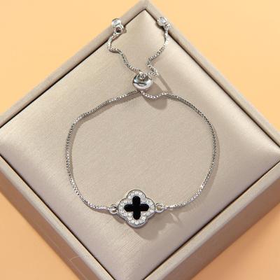 Südostasien Kleeblatt Diamant Zugband-Armband – Verstellbar, Einfaches Modeaccessoire für Damen