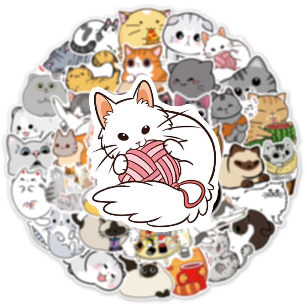 10 30 50pcs Cartoon Cute Funny Cat Graffiti Stickers Kawaii Animal Kids Toys Luggage Guitar Car Waterproof Pvc Decal Stickers